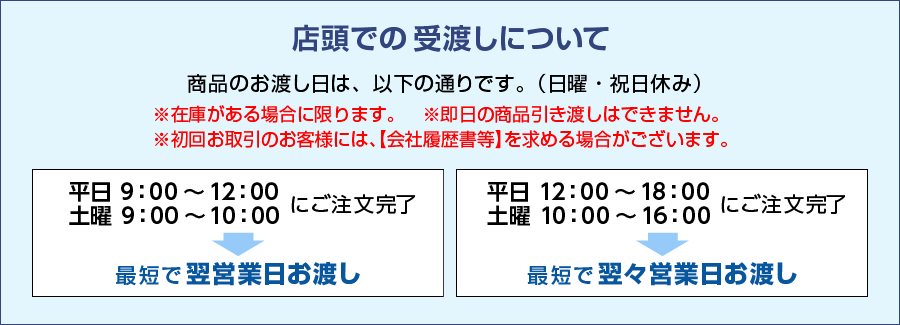 店頭での受渡しについて