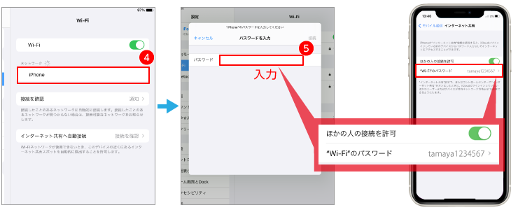 Wi-Fiテザリングの方法