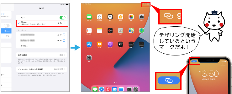 Wi-Fiテザリングの方法