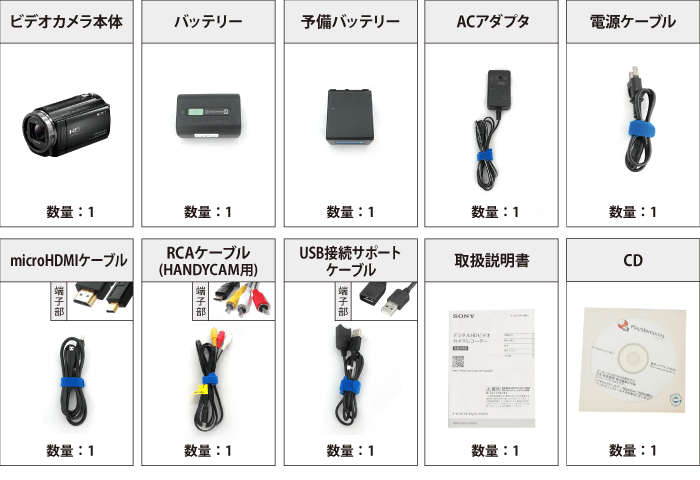 SONY HDR-CX535V 付属品の一覧