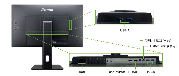 iiyama 27型ワイド LED液晶PCモニターXUB2792HSU-B6(背面)