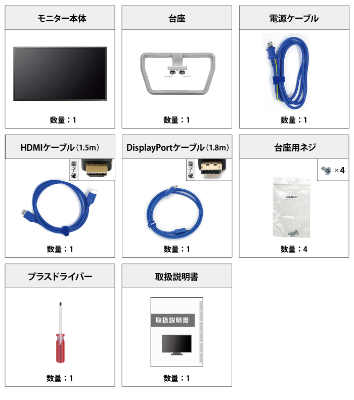 IOﾃﾞｰﾀ 31.5型ワイド LCD-DF321XDB 付属品の一覧