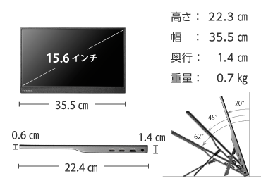 ポータブルモニター　LCD-CF161XDB-M 画像2