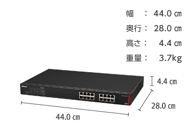 BUFFALO 1G対応スイッチングHUB 16ポート BS-GUL2016PT 画像2