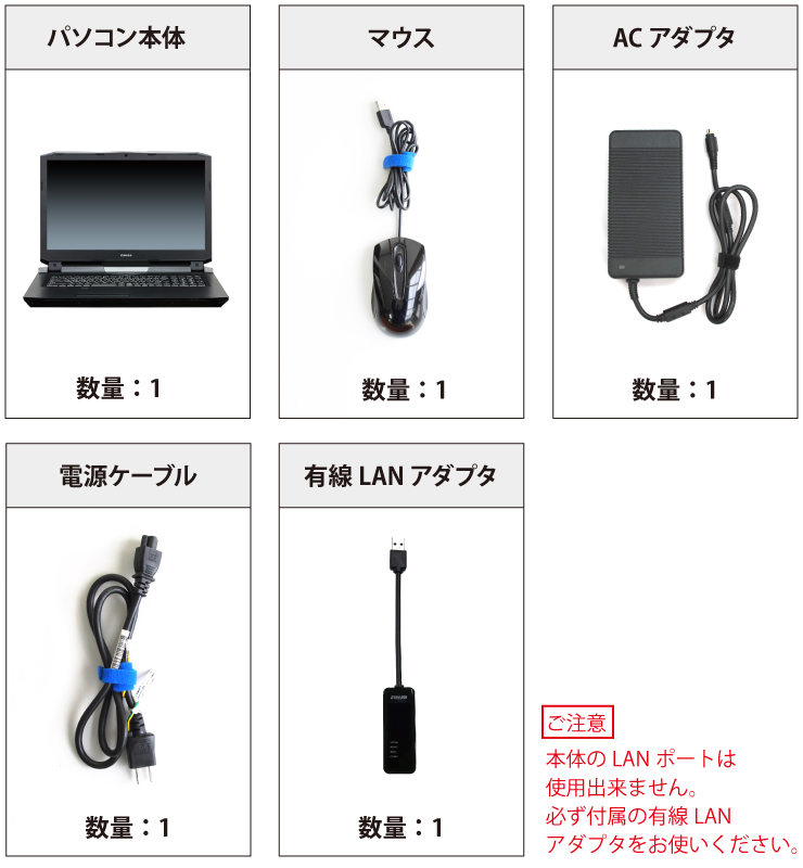 マウスコンピューター DAIV-7N【マンスリーレンタル】  付属品の一覧