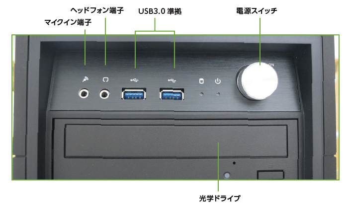 マウスコンピューターDAIV-DGX760H2-M2S5（i9/メモリ64GB/RTX2080)【マンスリーレンタル】(前面)