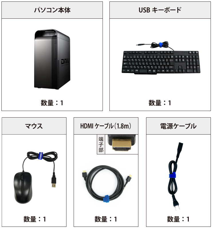 マウスコンピューター DAIV FX-I7G70 付属品の一覧