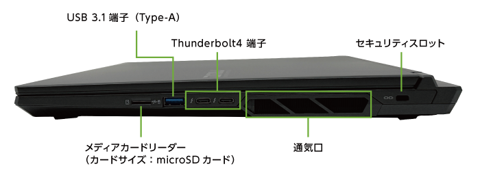 マウスコンピューター DAIV N6-I9G80BK-C【マンスリーレンタル】 (右側)
