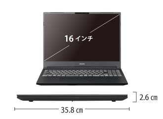 マウスコンピューター DAIV N6-I9G90BK-A サイズ