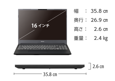 マウスコンピューター DAIV N6-I9G90BK-A 画像2