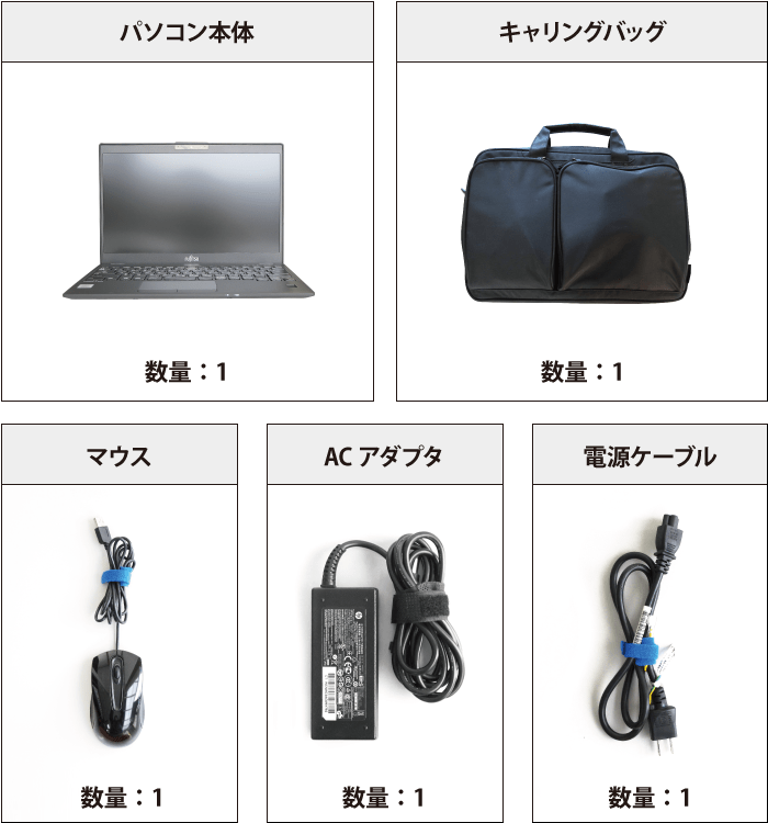 富士通 LIFEBOOK U9310/DX （FullHD） 海外対応 付属品の一覧