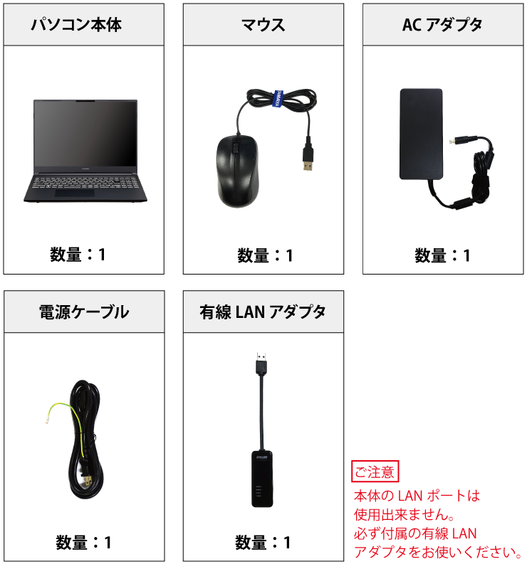 マウスコンピューター G-Tune H6 GM6IX8X 付属品の一覧