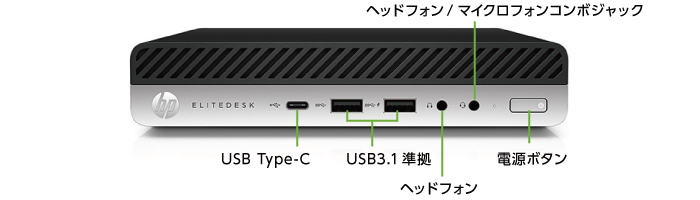 HP EliteDesk 800 G4 (i5/SSDモデル) キーボード・マウスセット(前面)