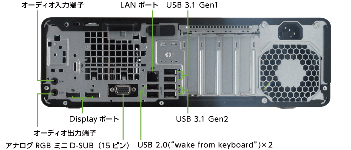 HP EliteDesk 800 G5 (i7/16GB/SSDモデル)(背面)