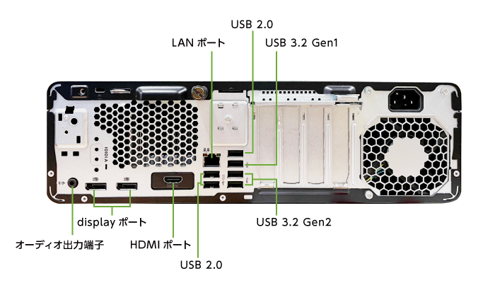 HP EliteDesk 800 G8 (i9/32GB/SSD マンスリーモデル)(背面)