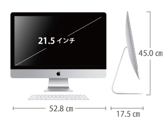 iMac 21.5インチ ME086J/A サイズ