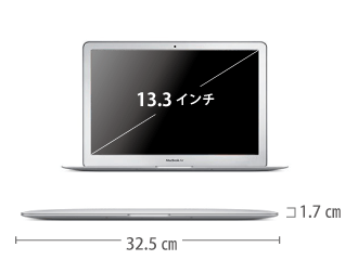 MacBook Air 13インチ MQD32J/A サイズ