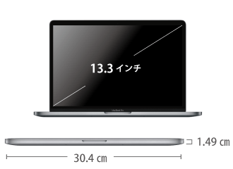 MacBook Pro Retina 13インチ MUHR2J/A サイズ