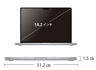MacBook Pro Liquid Retina XDR 14インチ MX2E3J/A サイズ