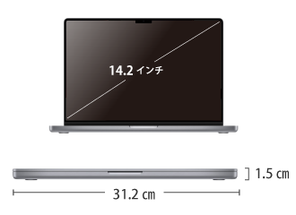 MacBook Pro Liquid Retina XDR 14インチ Z15J サイズ