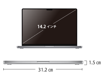 MacBook Pro Liquid Retina XDR 14インチ Z1A9 サイズ