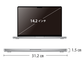 MacBook Pro Liquid Retina XDR 14インチ Z1JS【マンスリーレンタル】 サイズ