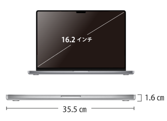 MacBook Pro Liquid Retina XDR 16インチ MRW63 サイズ