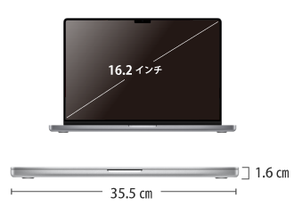 MacBook Pro Liquid Retina XDR 16インチ MRW63J/A サイズ