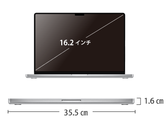 MacBook Pro Liquid Retina XDR 16インチ MX2T3J/A サイズ