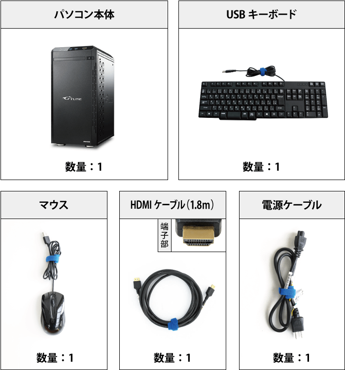 マウスコンピューター NEXTGEAR-MICRO im620PA2-SP レンタル【マンスリーレンタル】 付属品の一覧