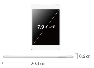 Apple (7.9インチ)iPad mini4 16GB Wi-Fi サイズ