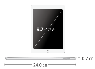 iPad 第5世代 9.7インチ 32GB Wi-Fi サイズ