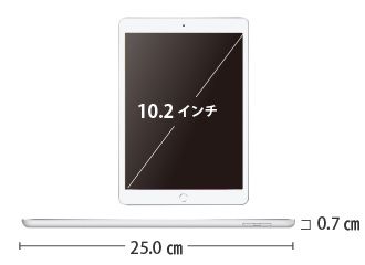 Apple iPad 第7世代 10.2インチ 32GB （SIMカードセット・標準10GB/月） サイズ