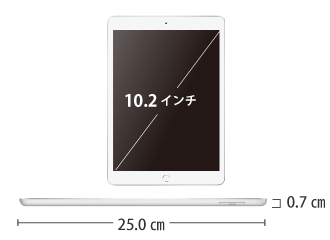 iPad 第7世代 10.2インチ 32GB Wi-Fi シルバー【マンスリーモデル】 サイズ