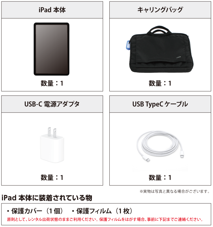 iPad Air 10.9インチ 第4世代 64GB Wi-Fi 付属品の一覧