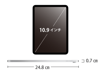 Apple iPad 第10世代 10.9インチ 64GB（SIMカードセット・標準10GB/月） サイズ