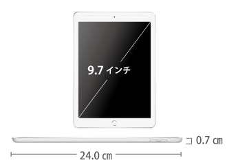 Apple iPad 第5世代 9.7インチ 32GB（SIMカードセット・標準10GB/月） サイズ