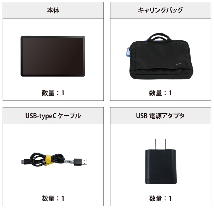 Lenovo Tab M10 Plus (3rd Gen)（WiFiモデル） 付属品の一覧