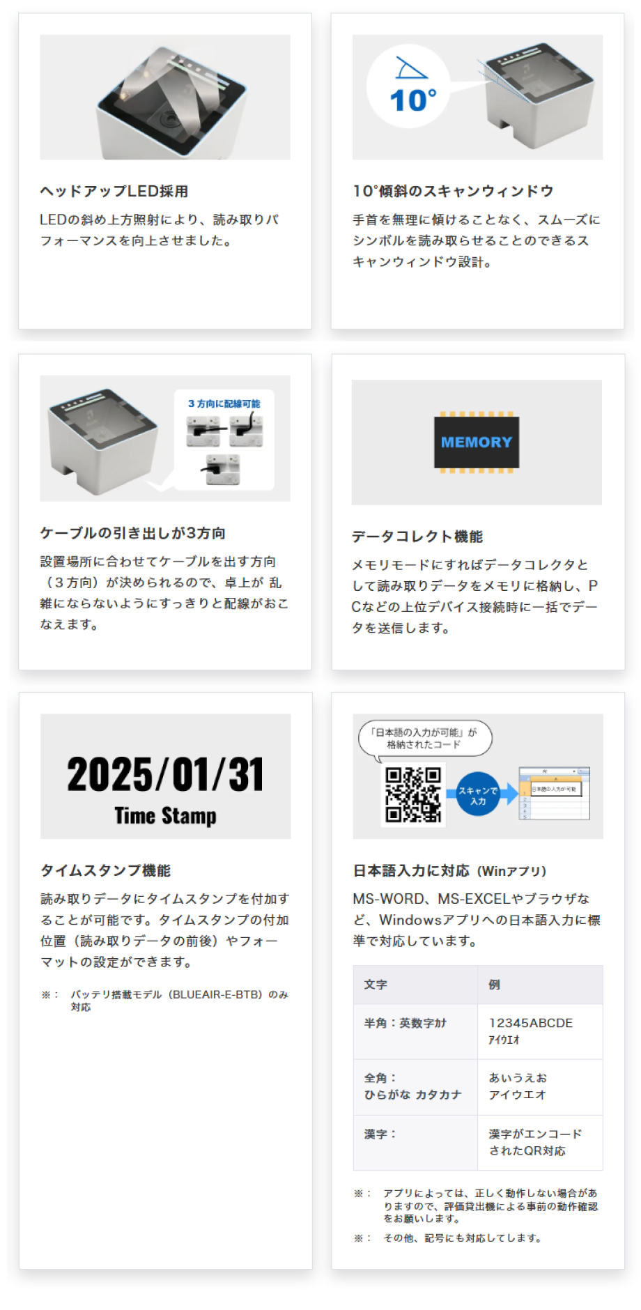 BlueAir eTicket 定置式コードレス二次元コードリーダ 特長画像2