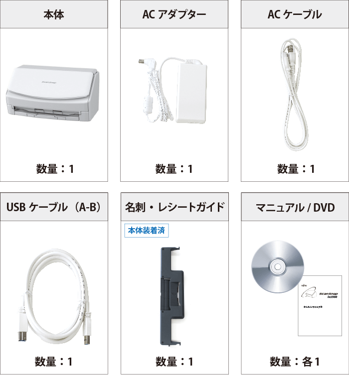 富士通 ScanSnap iX1500 付属品の一覧