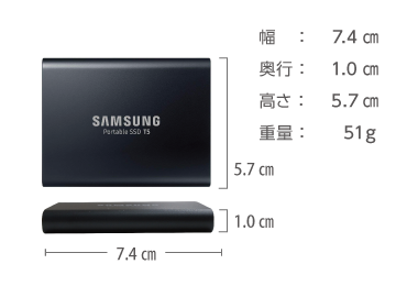 サムスン ポータブルSSD（1TB) MU-PA1T0B/IT 画像1