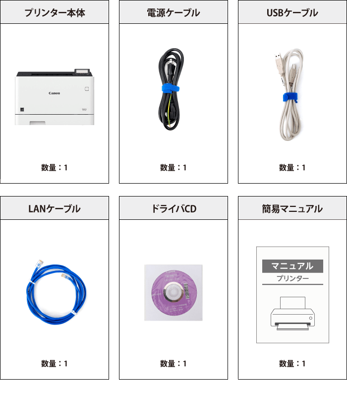 Canon LBP652C 付属品の一覧