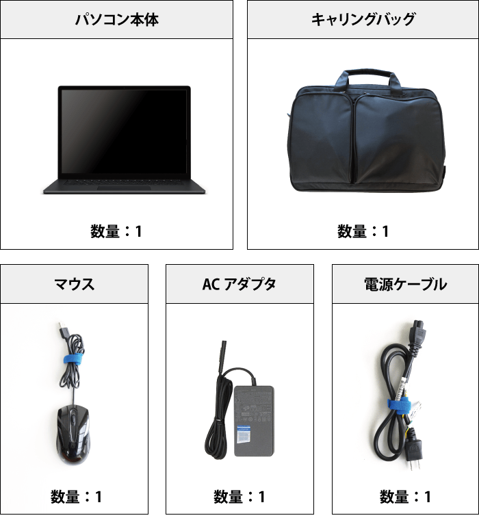 Microsoft Surface Laptop3 付属品の一覧