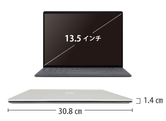 Microsoft Surface Laptop3（i7/16GBモデル） サイズ