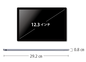 Microsoft Surface Pro2017（m3/4GBモデル） サイズ