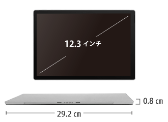 Microsoft Surface Pro 7+ (i5/8GBモデル) サイズ