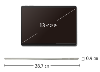 Microsoft Surface Pro9（i5/16GBモデル） サイズ