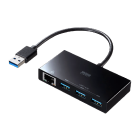 LANアダプタ内蔵USB A-HUB3ポートUSB-3H322BK