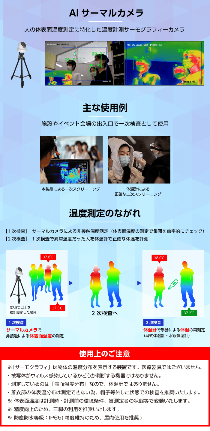 HIKVISION サーマルAI顔認識ドームカメラ (DS-PT6+ノートPCセット) 特長画像1